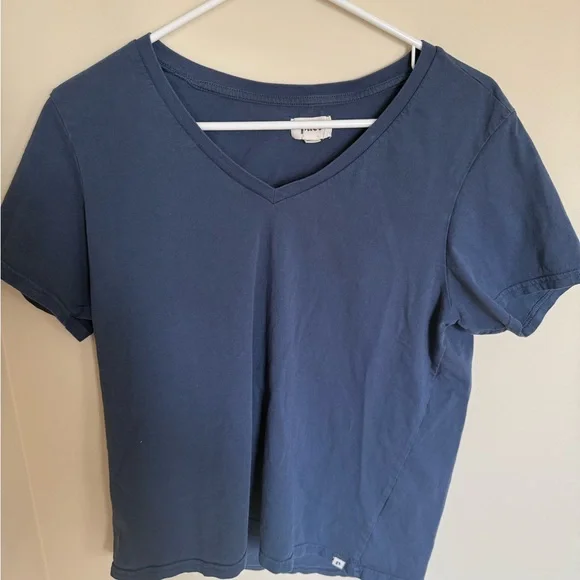 Women’s Blue Pact 100% Organic Cotton V-Neck Casual T-Shirt Sz Large Minimalist - Picture 2 of 5